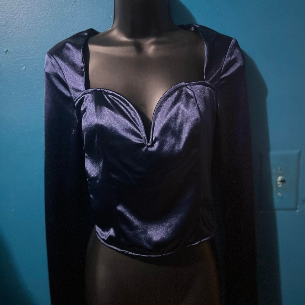 Shein Sweetheart Neck Satin Tee